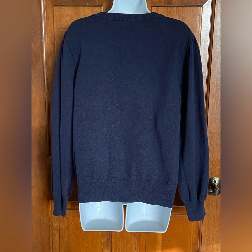 Velvet Heart LA Navy Blue Sweater with Gold plated buttons balloon sleeves XL